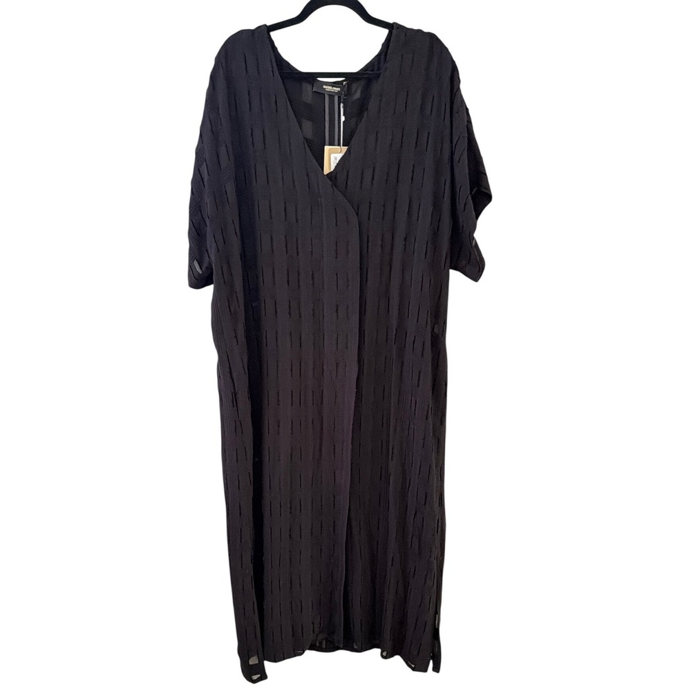 Rachel Comey Revamp Dress Black Scaffold Fil Coupe V-Neck Midi Size 16 NWT $825